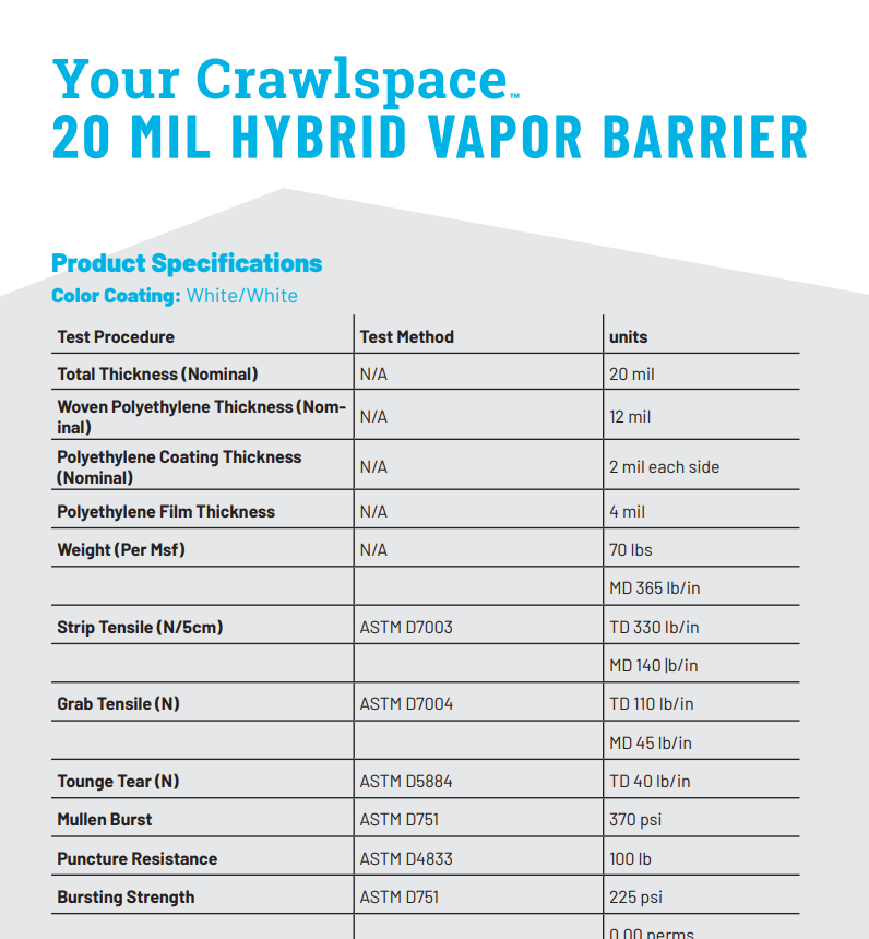 20 MIL HYBRID VAPOR BARRIER