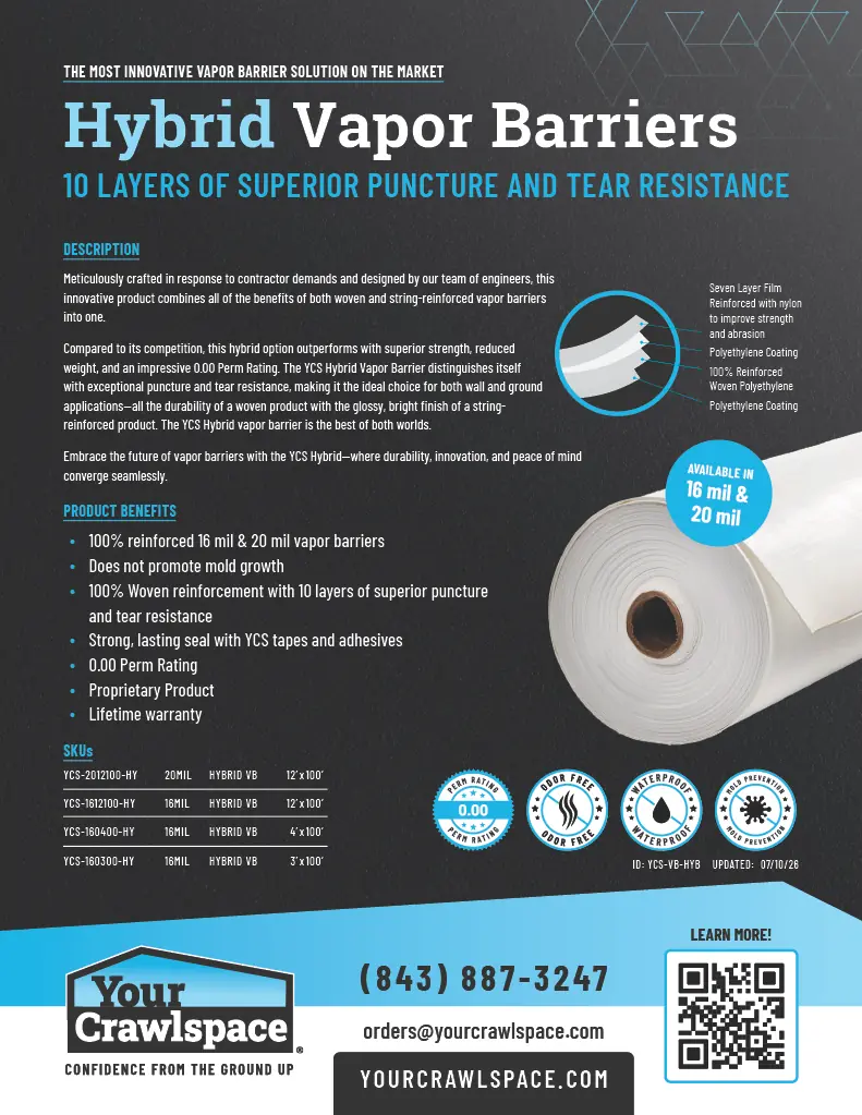 Your Crawl Space Hybrid Vapor Barriers product sheet